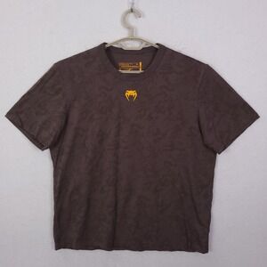 Venum UFC T-Shirt Mens XL Brown Tonal Pattern Performance MMA Gym Training